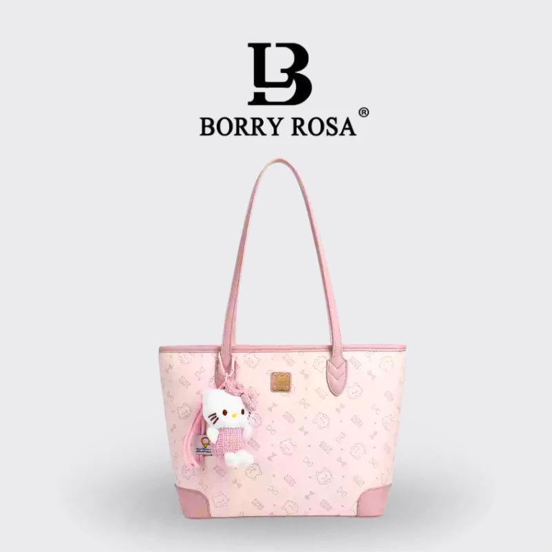BORRY ROSA Túi Tote màu hồng Túi xách màu hồng phong cách dễ thương cho mèo
